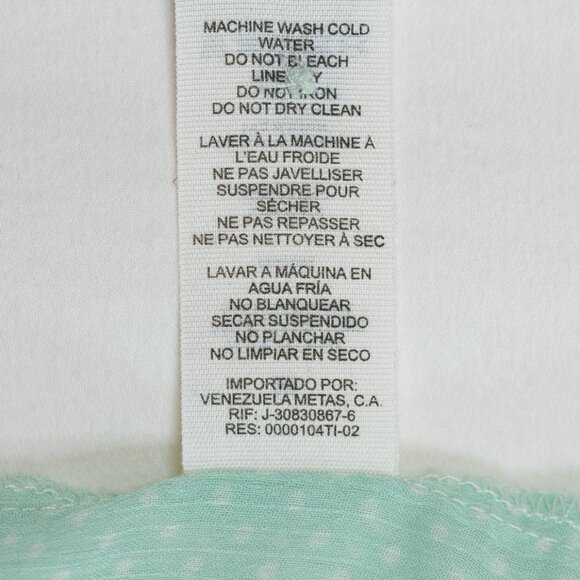 Garage 100% Polyester Semi Sheer V Neck, Pastel Green, Polka Dot Blouse, Size M - Picture 10 of 10